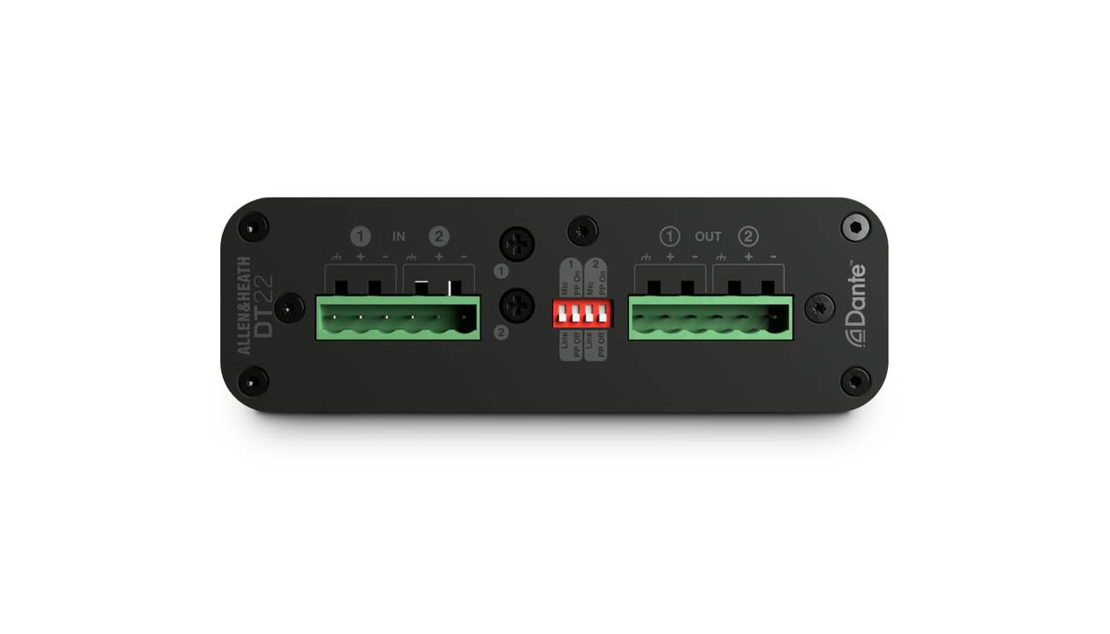 Allen & Heath DT22 I/O Networking, 2in / 2out Dante Interface