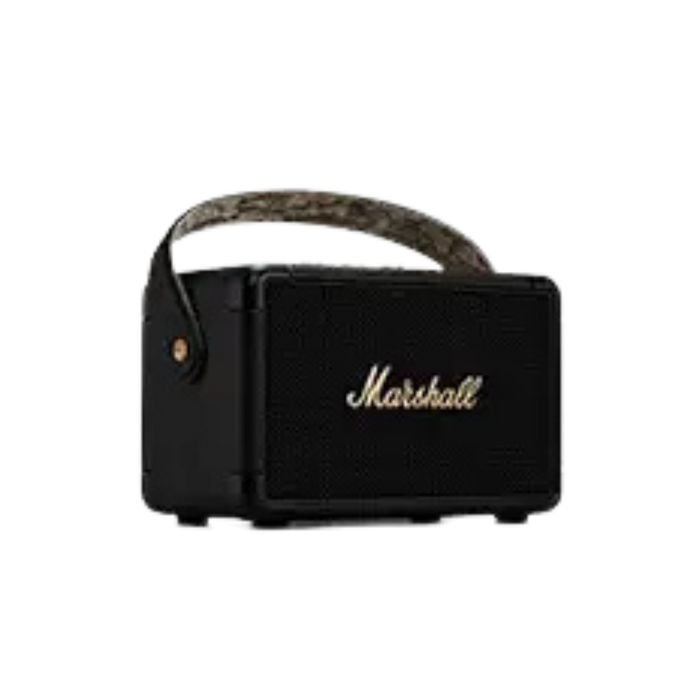 Marshall Kilburn II Portable Bluetooth Speaker with 20+ Hours of Portable Playtime, (360° Sound), Water-Resistant (IPX2) – Black & Brass.