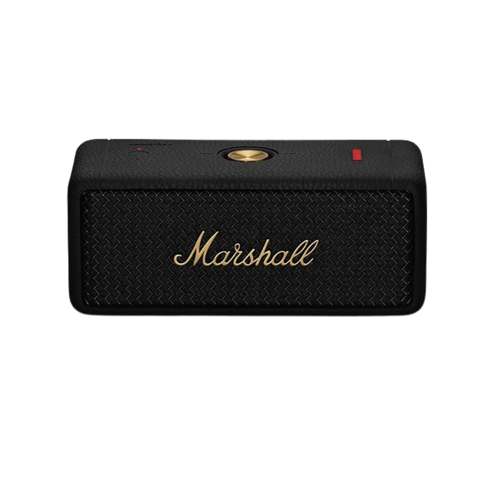 Marshall Emberton II Compact Portable Bluetooth Speaker with 30+ hours of Playtime, (360° sound), Dust & Waterproof (IP67) – Black & Brass.