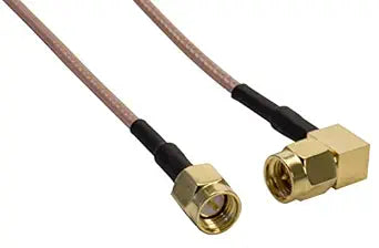 Amphenol CO-316SMARSMA-010 Beige RG316 High Temp Coaxial Cable, SMA Male to SMA Right Angle Male, 10'