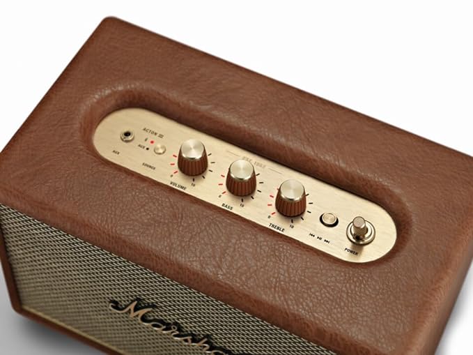 Marshall Acton III Wired Connectivity Stereo Home Speakers with Bluetooth 5.2 & RCA or 3.5mm input – Brown