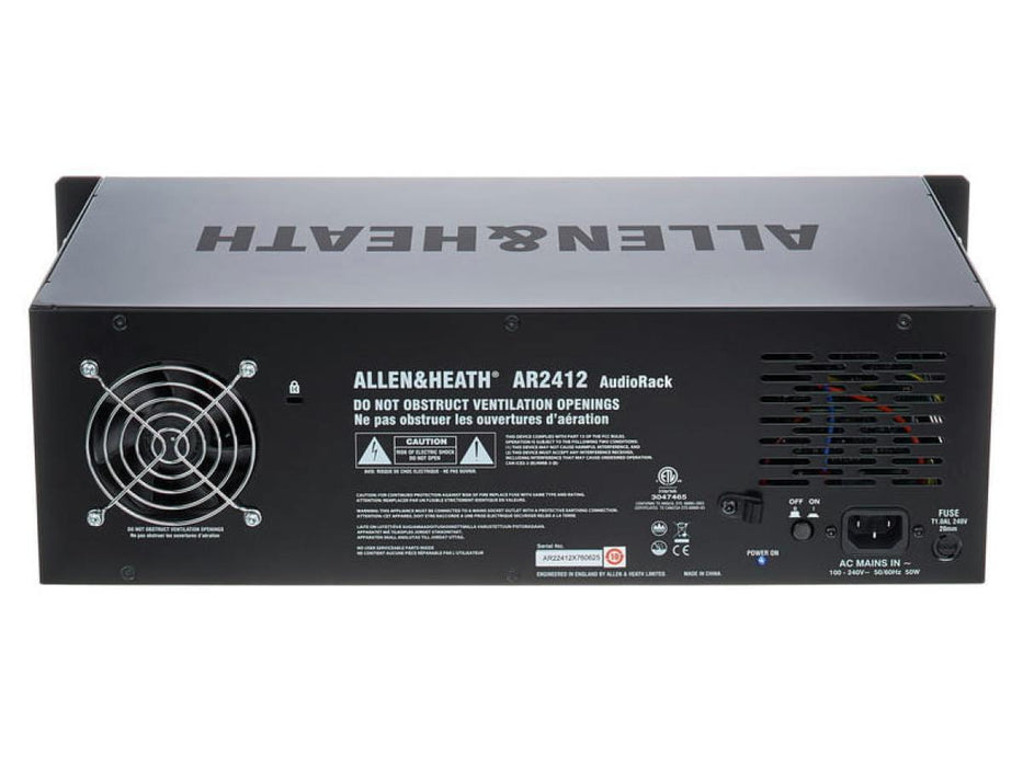 Allen & Heath AR2412 24x12 Main Remote Stage Rack for GLD & Qu Mixers, Black