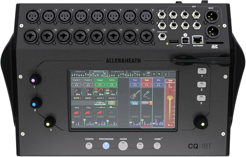 Allen & Heath CQ-18T Digital Mixer with 7" Touchscreen WiFi and Bluetooth Connectivity