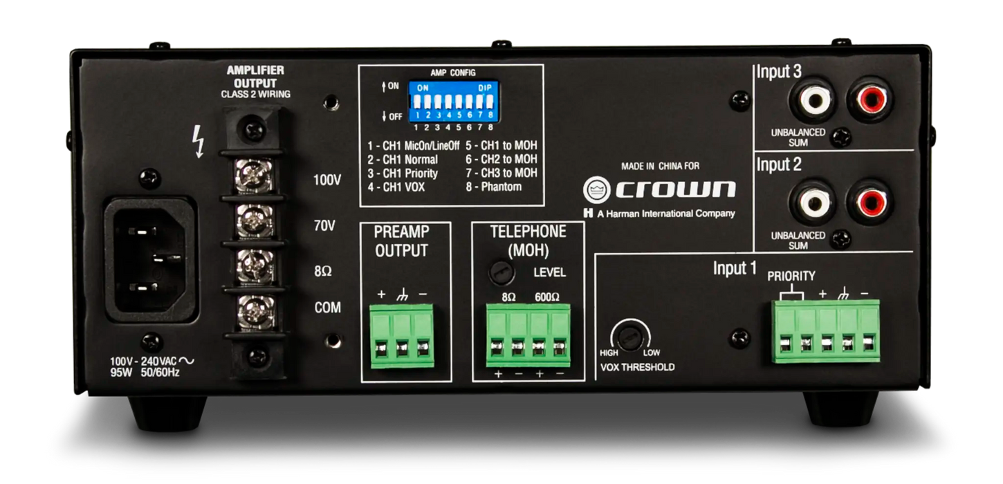 Crown 135MA, Three Input, 35W Mixer-Amplifier