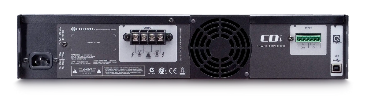 Crown CDi 2000, Two-channel, 800W @ 4Ω, 70V/140V Power Amplifier