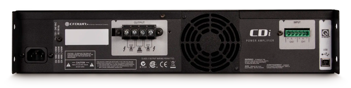 Crown CDi 4000, Two-channel, 1200W @ 4Ω, 70V/140V Power Amplifier