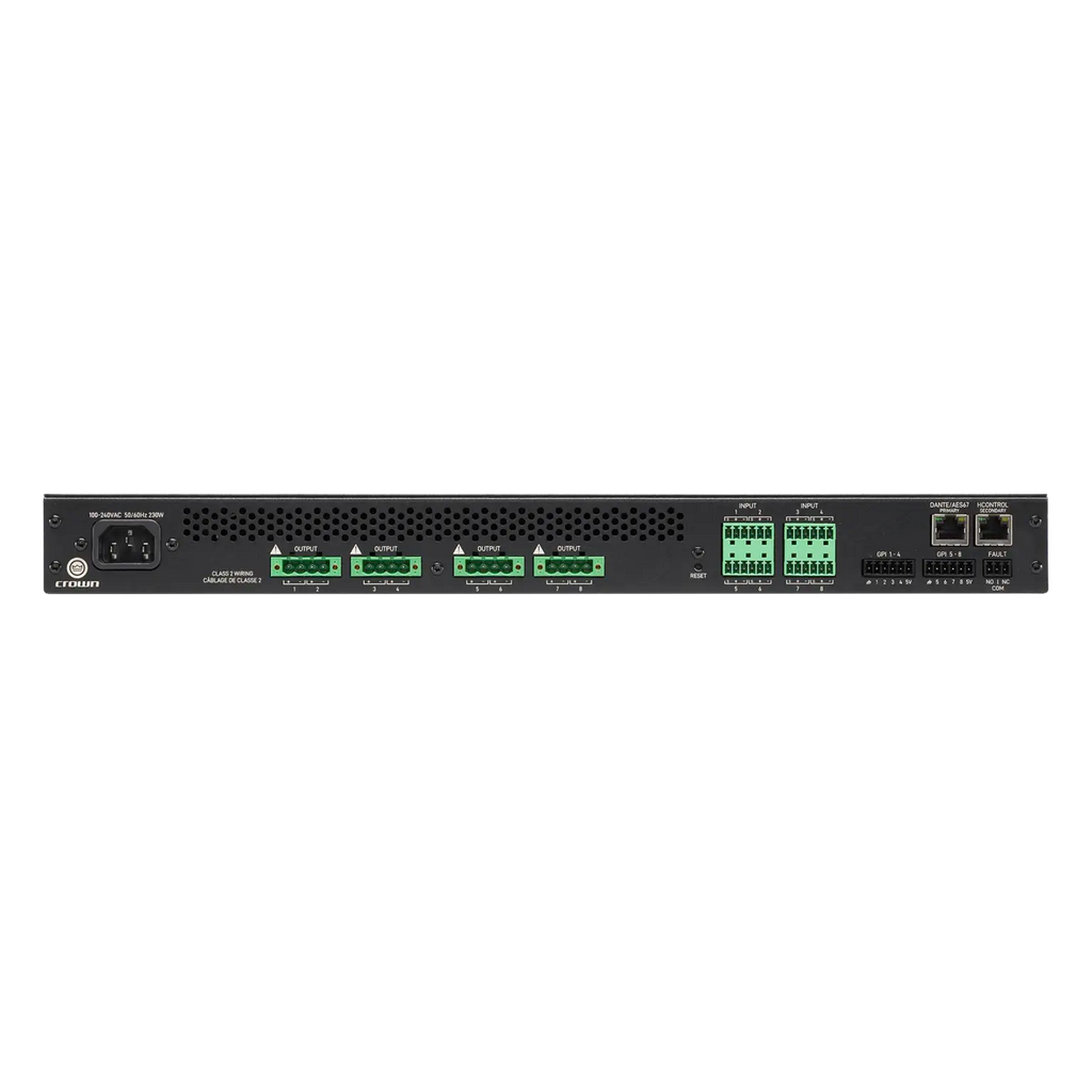 Crown CTD-8125, Eight-channel, 125W/ch. Power Sharing Amplifier with DSP and Dante