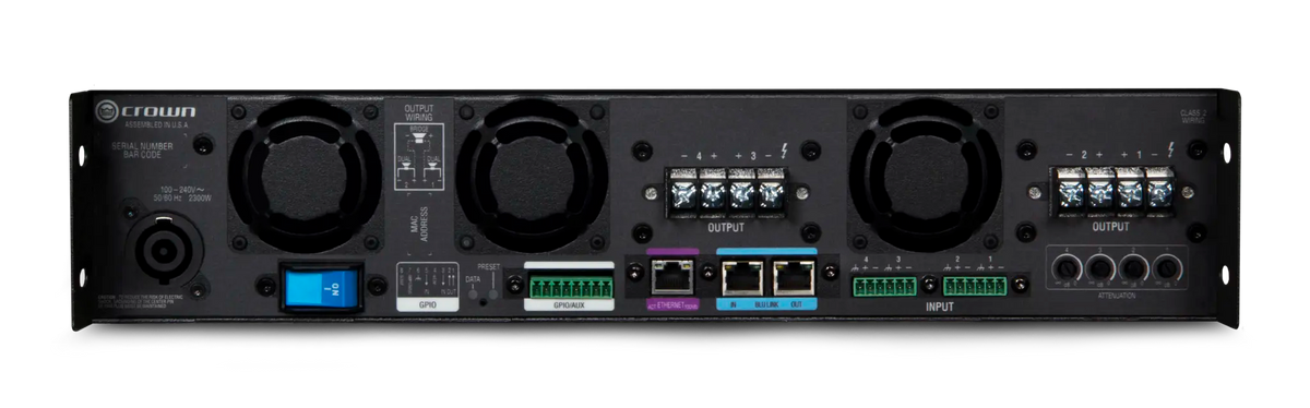Crown DCi 4|2400N, Four-channel, 2400W @ 4Ω Power Amplifier with BLU link, 70V/100V