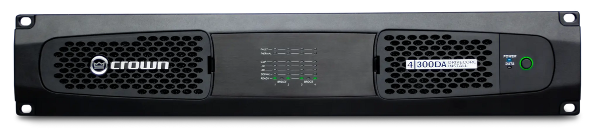 Crown DCi 4|300DA, Four-channel, 300W @ 4Ω Power Amplifier with Dante™ / AES67 Networked Audio, and 70V/100V