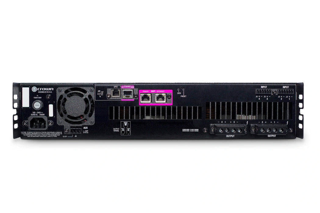 Crown DCi 4|300DA, Four-channel, 300W @ 4Ω Power Amplifier with Dante™ / AES67 Networked Audio, and 70V/100V