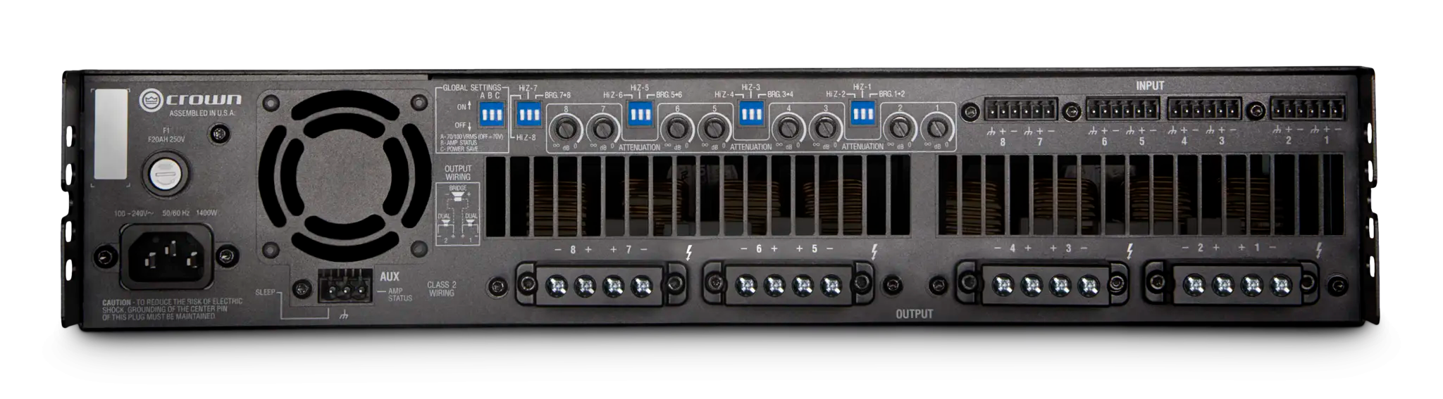 Crown DCi 8|300, Eight-channel, 300W @ 4Ω Analog Power Amplifier, 70V/100V