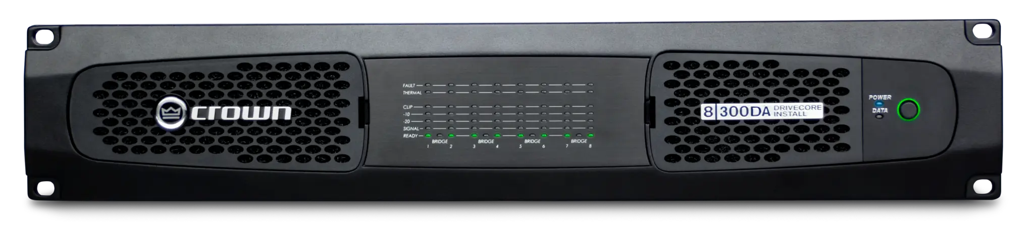 Crown DCi 8|300DA, Eight-channel, 300W @ 4Ω Power Amplifier with Dante™ / AES67 Networked Audio, and 70V/100V / EN 54-16 Compliant for Life Safety Applications