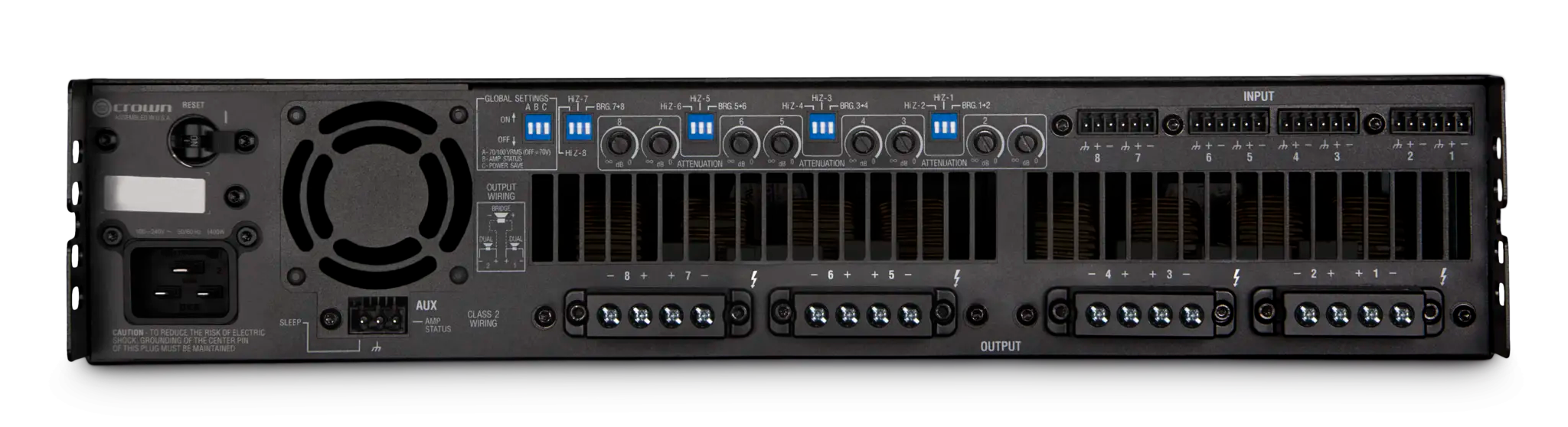 Crown DCi 8|600, Eight-channel, 600W @ 4Ω Analog Power Amplifier, 70V/100V