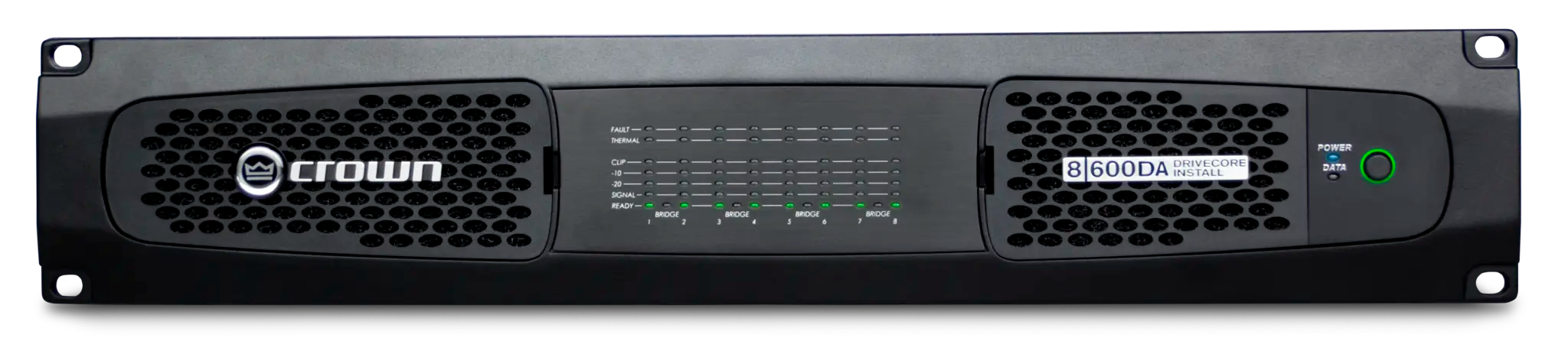 Crown DCi 8|600DA, Eight-channel, 600W @ 4Ω Power Amplifier with Dante™ / AES67 Networked Audio, and 70V/100V / EN 54-16 Compliant for Life Safety Applications