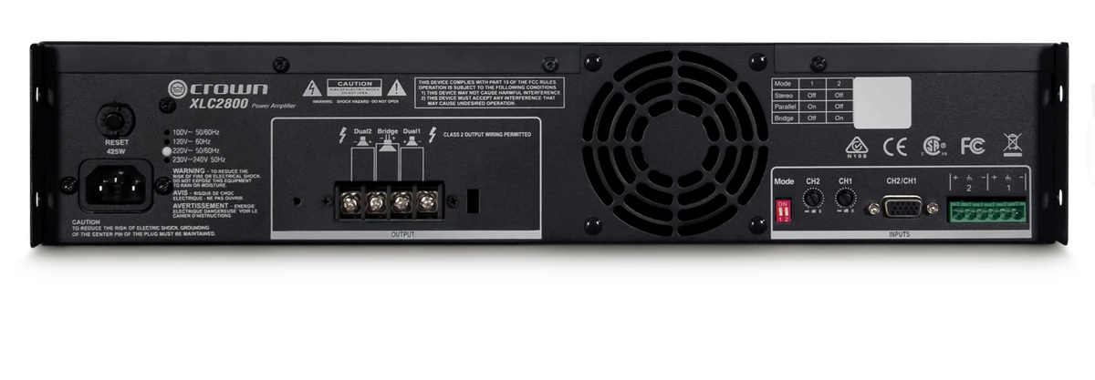 Crown XLC 2800, Two-channel, 800W @ 4Ω Power Amplifier