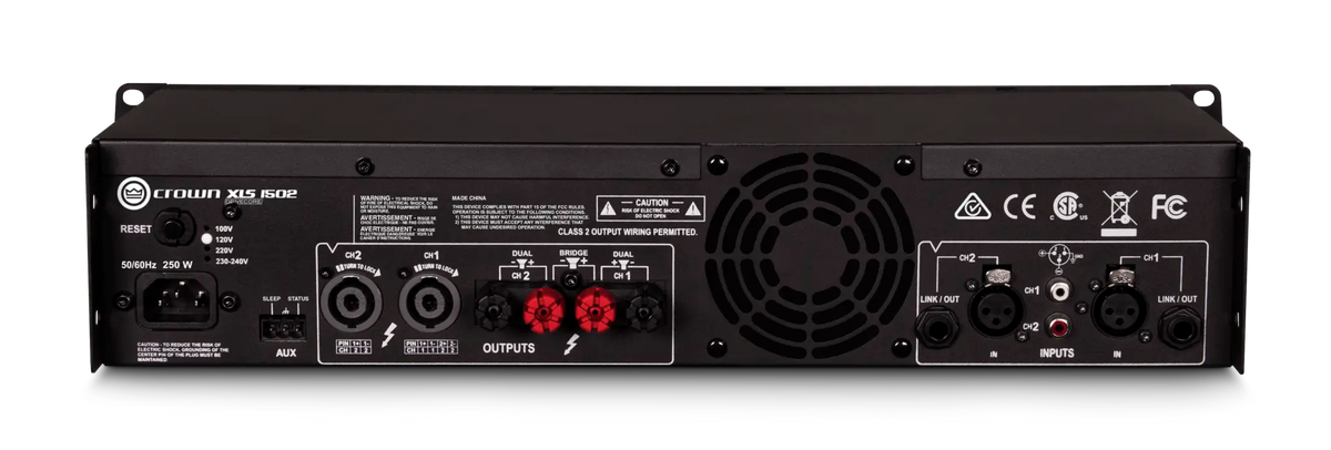 Crown XLS 1502, Two-channel, 525W @ 4Ω Power Amplifier