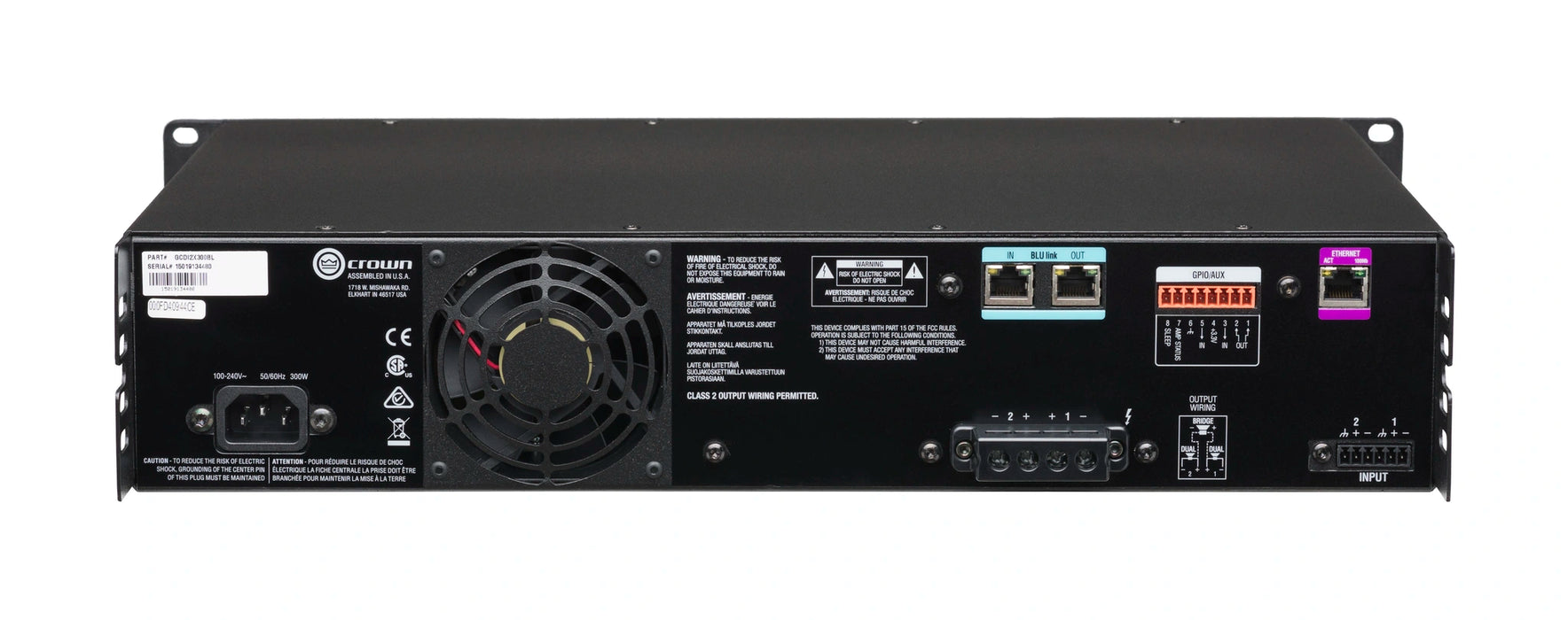 Crown CDi 2|300BL Analog + BLU link input, 2 channel