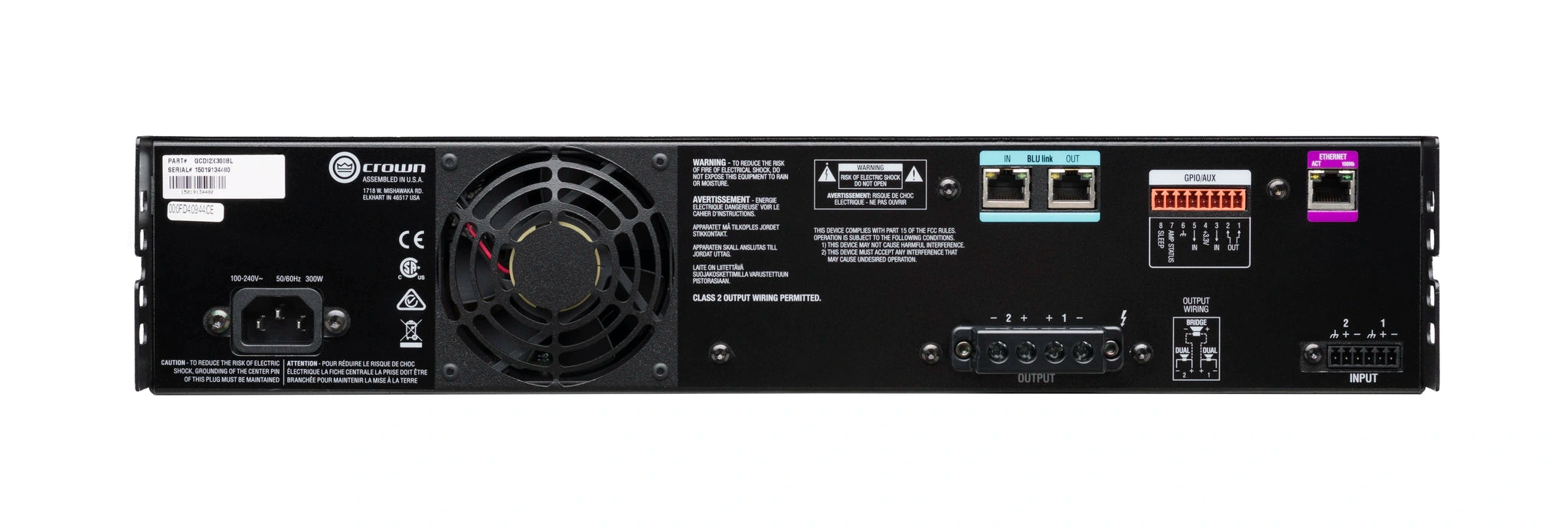 Crown CDi 2|300BL Analog + BLU link input, 2 channel