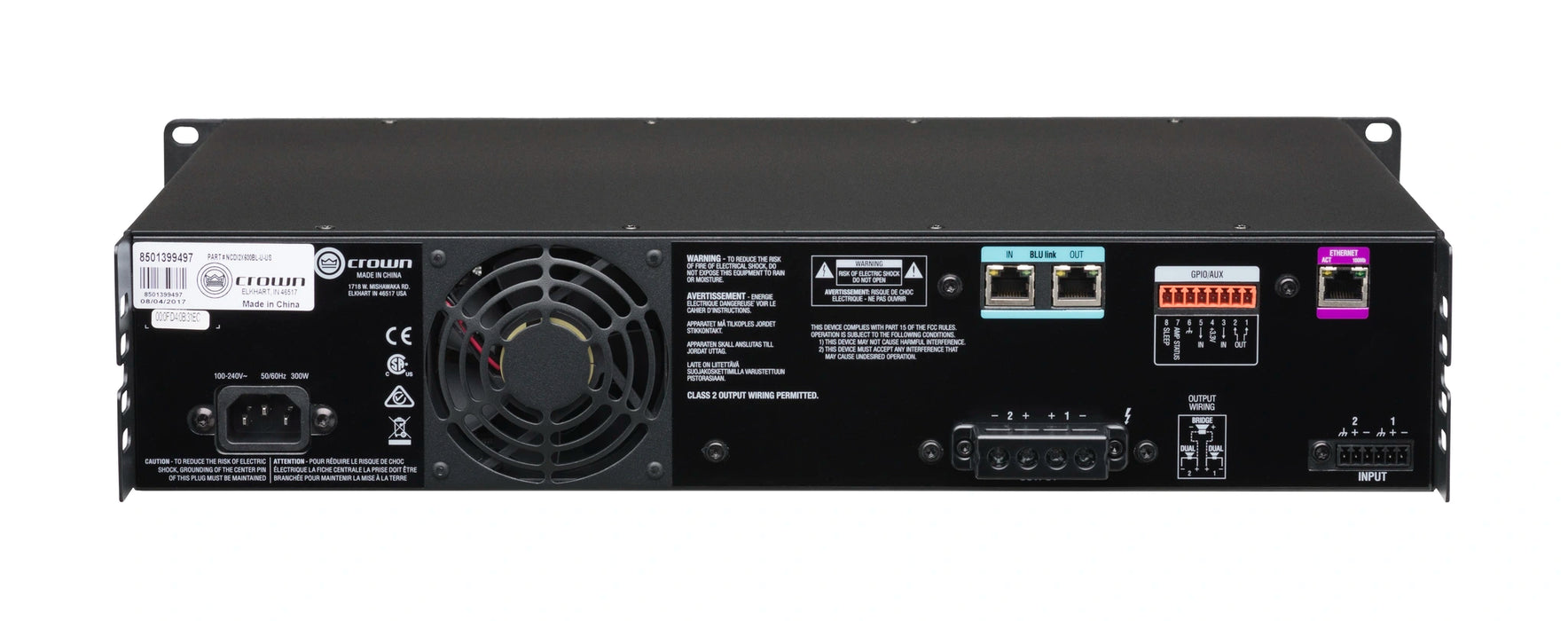 Crown CDi 2|600BL Analog + BLU link input, 2 channel