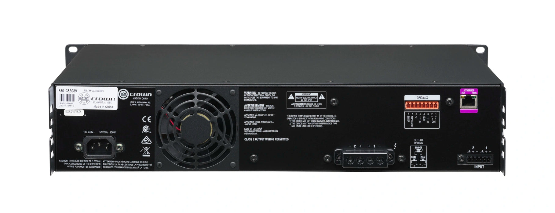 Crown CDi 2|600 Analog input, 2 channel