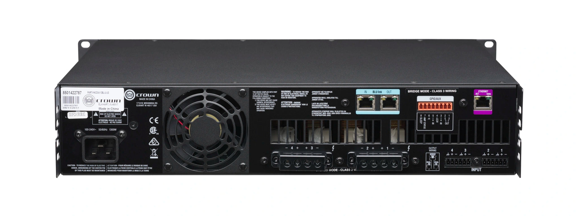 Crown CDi 4|1200BL Analog + BLU link input, 4 channel,