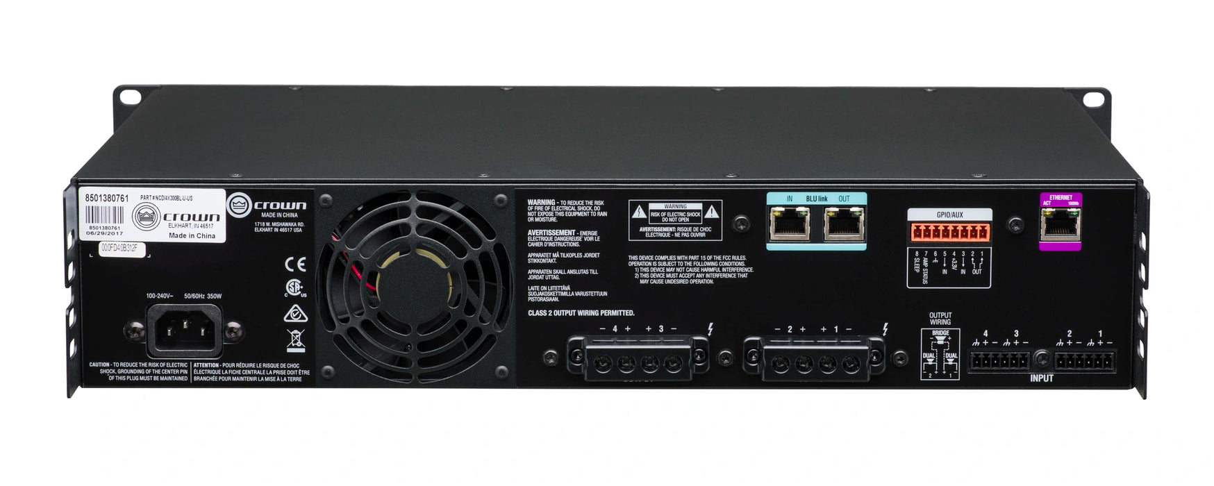 Crown CDi 4|300BL Analog + BLU link input, 4 channel
