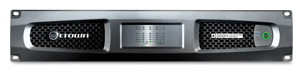 Crown DCi 4|300N, Four-channel, 300W @ 4Ω Power Amplifier with BLU link, 70V/100V / EN 54-16 Compliant for Life Safety Applications