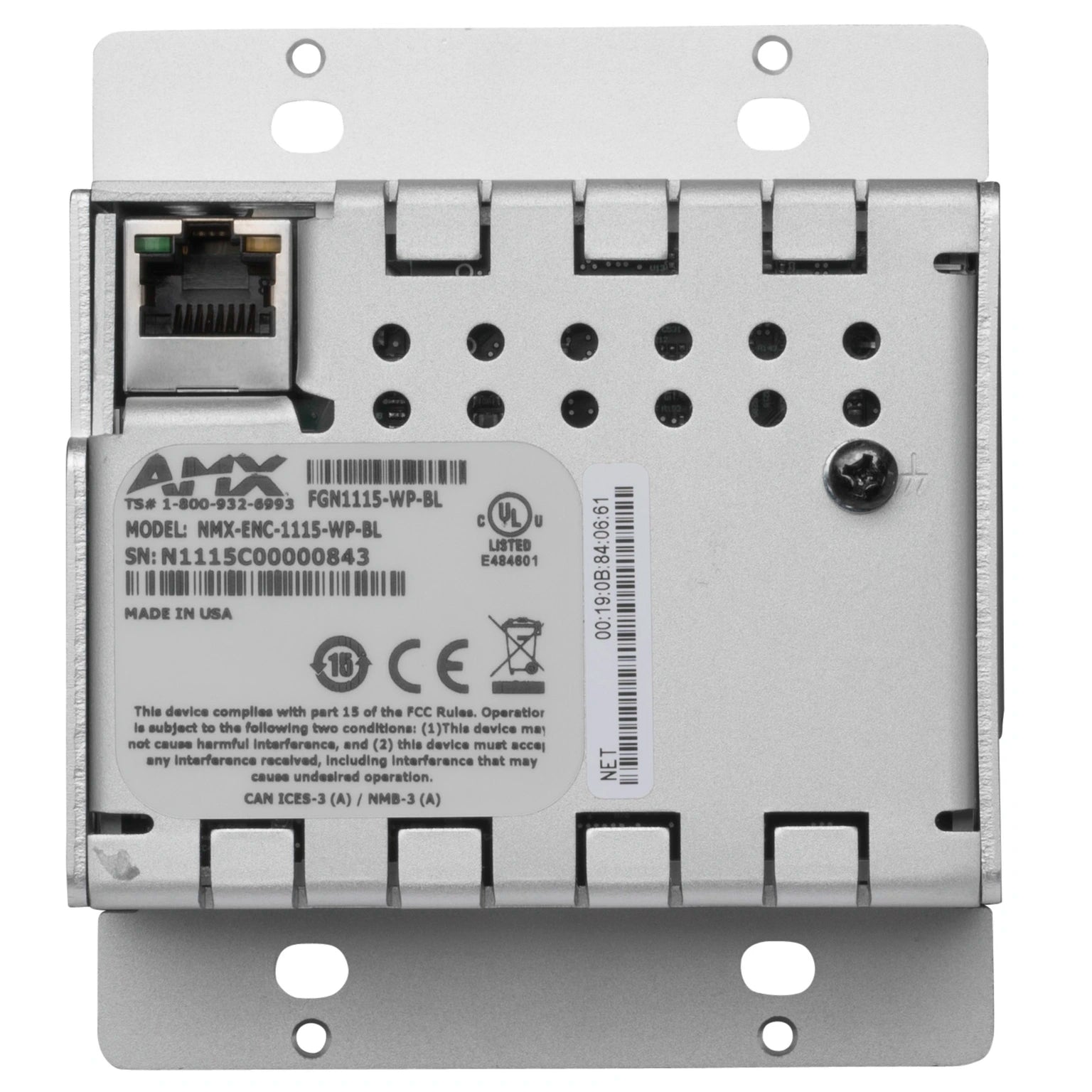 AMX NMX-ENC-N2315-WP Wallplate Encoder WH
