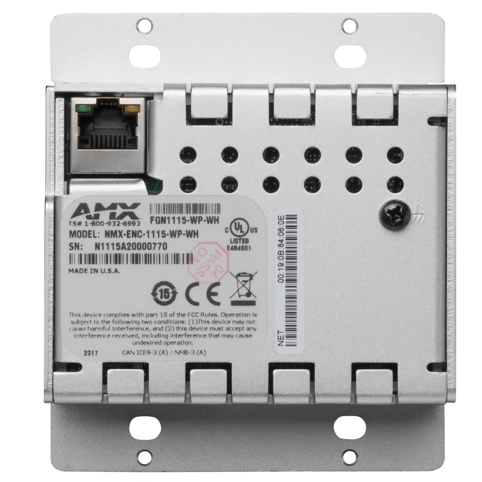 AMX NMX-ENC-N2315-WP Wallplate Encoder WH