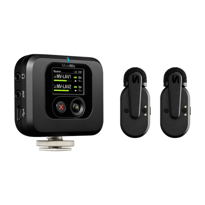 Shure MoveMic Two Receiver Kit, Two-Channel Wireless Lavalier Microphone System With Receiver