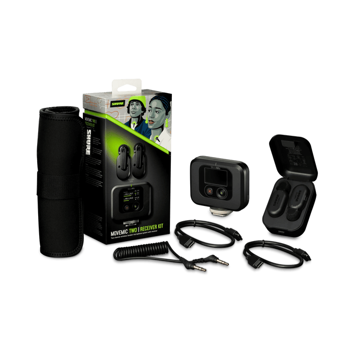 Shure MoveMic Two Receiver Kit, Two-Channel Wireless Lavalier Microphone System With Receiver